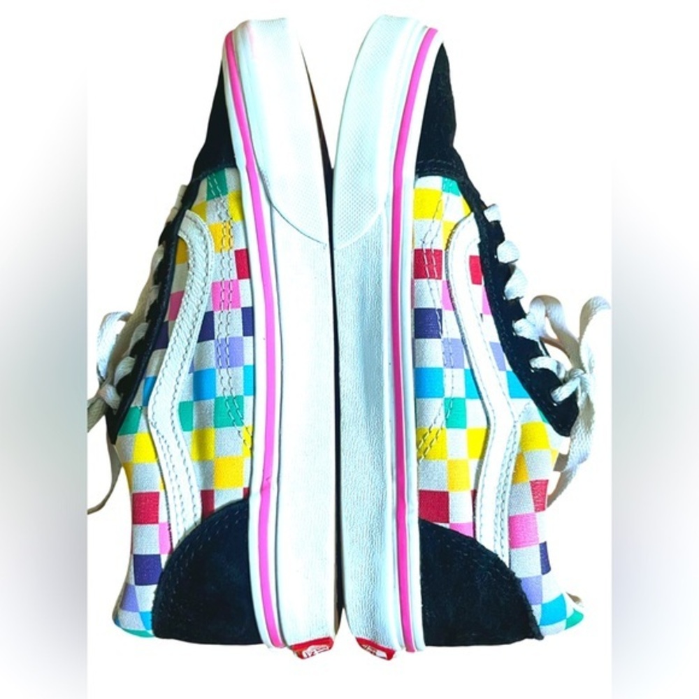 VANS OLD SCOOL Rainbow Checkerboard youth sneakers 2.5